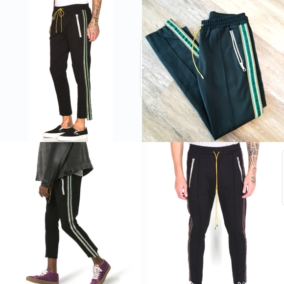 Rhude Traxedo Jogger Pants Black Unisex Drawstring Athleisure Athletic - Picture 1 of 15